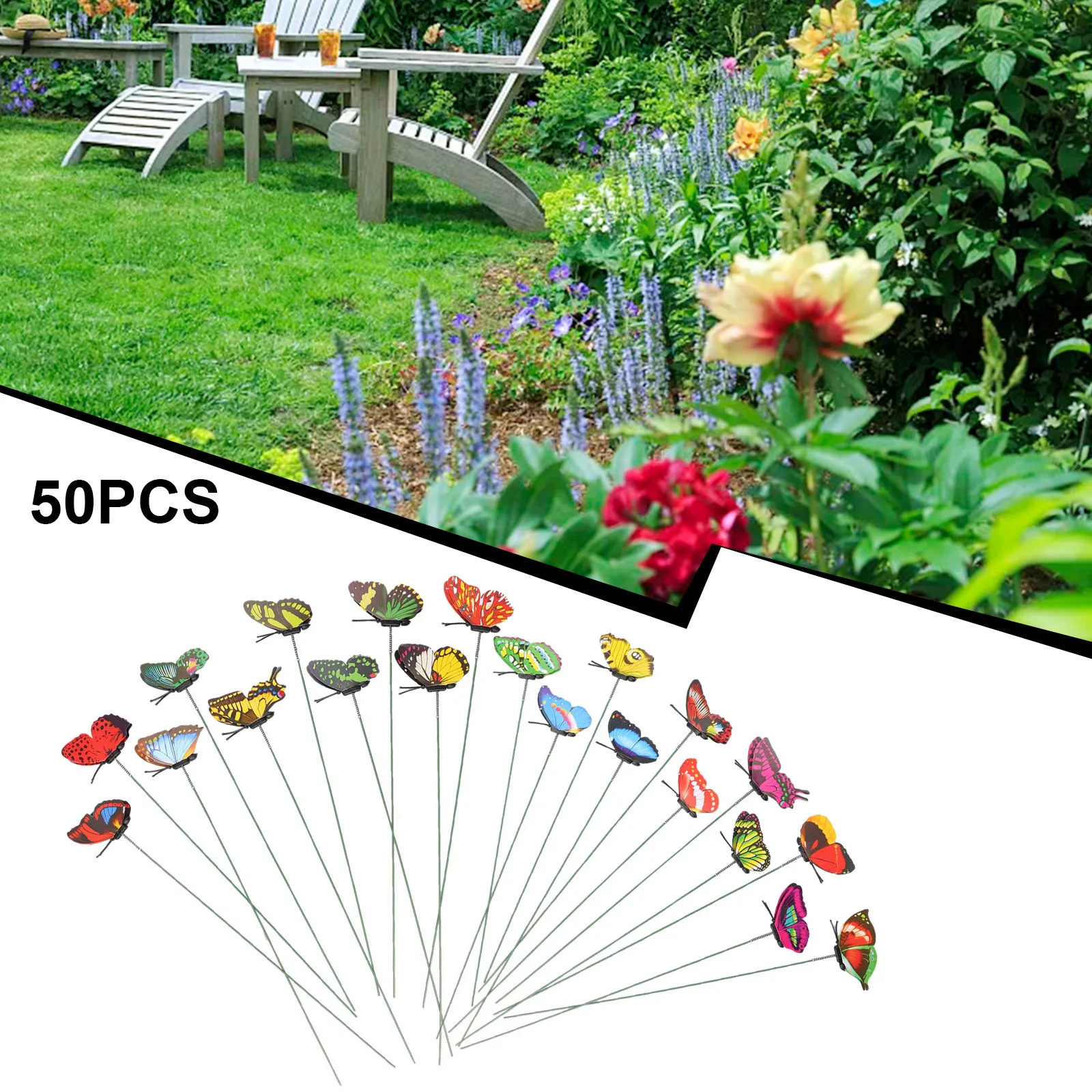 50pcs 25*6cm Fake Butterfly Stakes Colorful Garden Butterflies For Outdoor Yard Plant Flower Pot Yard Art Garden Decoration
50pcs 25*6cm Fake Butterfly Stakes Colorful Garden Butterflies For Outdoor Yard Plant Flower Pot Yard Art Garden Decoration