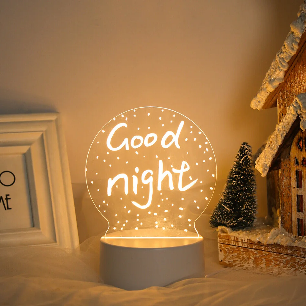 Tranparent Acrylic Board With Base Creative LED Night Light USB Message Board With Pen For Living Room BedRoom Office Decor
Tranparent Acrylic Board With Base Creative LED Night Light USB Message Board With Pen For Living Room BedRoom Office Decor