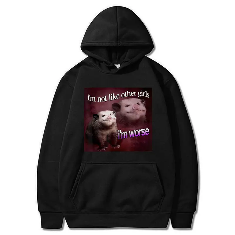 Худи с надписью «I'm Not Like The другими девушками I'm Bad», смешное животное Opossum, осенне-зимняя уличная одежда большого размера с длинным рукавом для мужчин и женщин
Худи с надписью «I'm Not Like The другими девушками I'm Bad», смешное животное Opossum, осенне-зимняя уличная одежда большого размера с длинным рукавом для мужчин и женщин