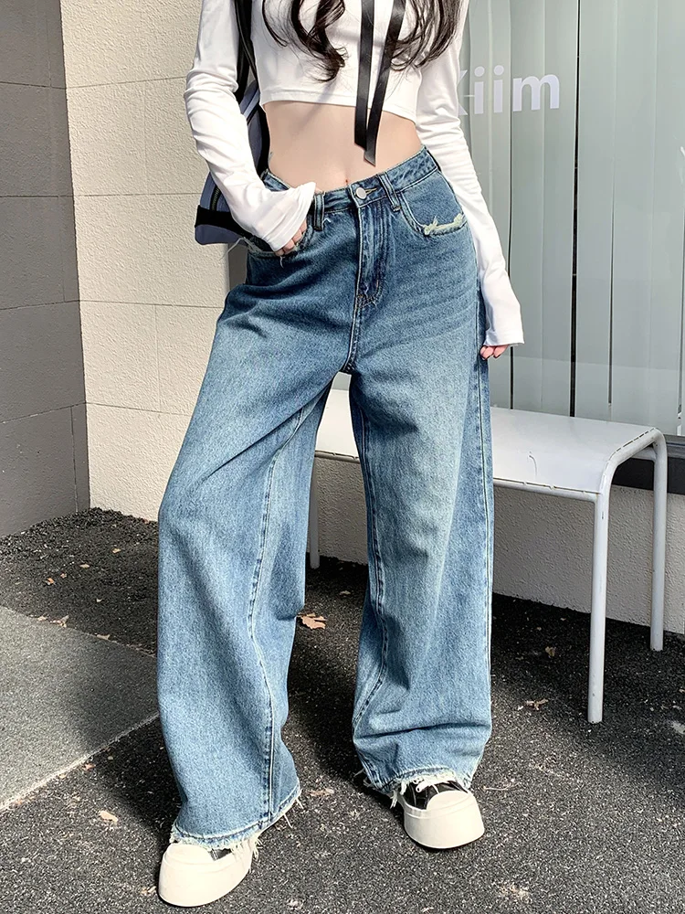 Slergiri New High-waisted Loose Raw Hem Jeans For Women Streetwear Vintage All-match Straight Leg Jeans Fashion Y2K Clothes
Slergiri New High-waisted Loose Raw Hem Jeans For Women Streetwear Vintage All-match Straight Leg Jeans Fashion Y2K Clothes