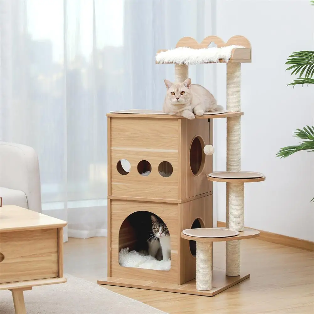Wooden Cat Tree Multi-Level Cat Climbing Tower Scratcher Luxurious Perch With 2 Cozy Condos Bed For Indoor Cats Toy Accessories
Wooden Cat Tree Multi-Level Cat Climbing Tower Scratcher Luxurious Perch With 2 Cozy Condos Bed For Indoor Cats Toy Accessories