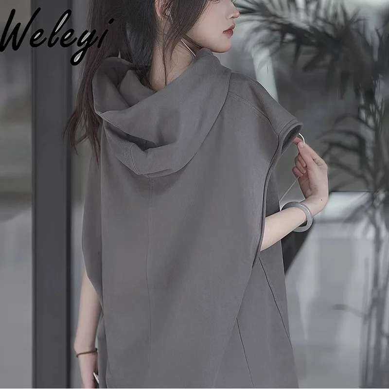 Super Fashion Hooded T-shirt Woman Summer Cute Solid Color Sleeveless Elegant Design Loose Mid Length Plus Size Chic Trendy Tops
Super Fashion Hooded T-shirt Woman Summer Cute Solid Color Sleeveless Elegant Design Loose Mid Length Plus Size Chic Trendy Tops