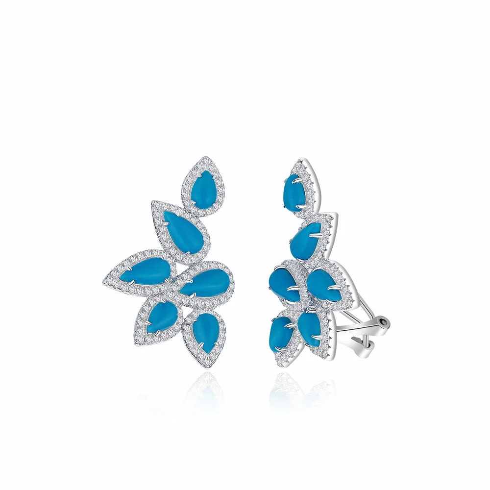 

New Turquoise Earrings for Women's S925 Sterling Silver, European and American Unique Niche Design, with A Sense of Luxury