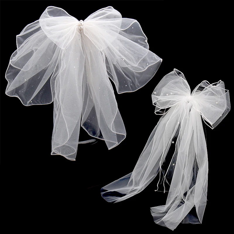 Pure white Bow Short bridal wedding veil party temperament fairy hair decoration veil photo props Wedding Accessories
Pure white Bow Short bridal wedding veil party temperament fairy hair decoration veil photo props Wedding Accessories