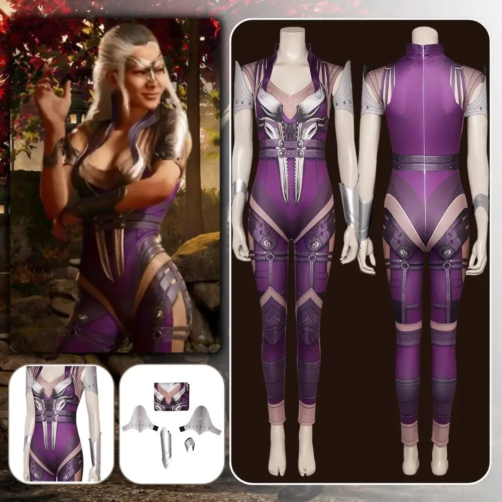

Mortal Kombat Cosplay Sindel Costume Disguise for Adult Women Jumpsuit Roleplay Fantasia Outfit Halloween Carnival Party Clothes