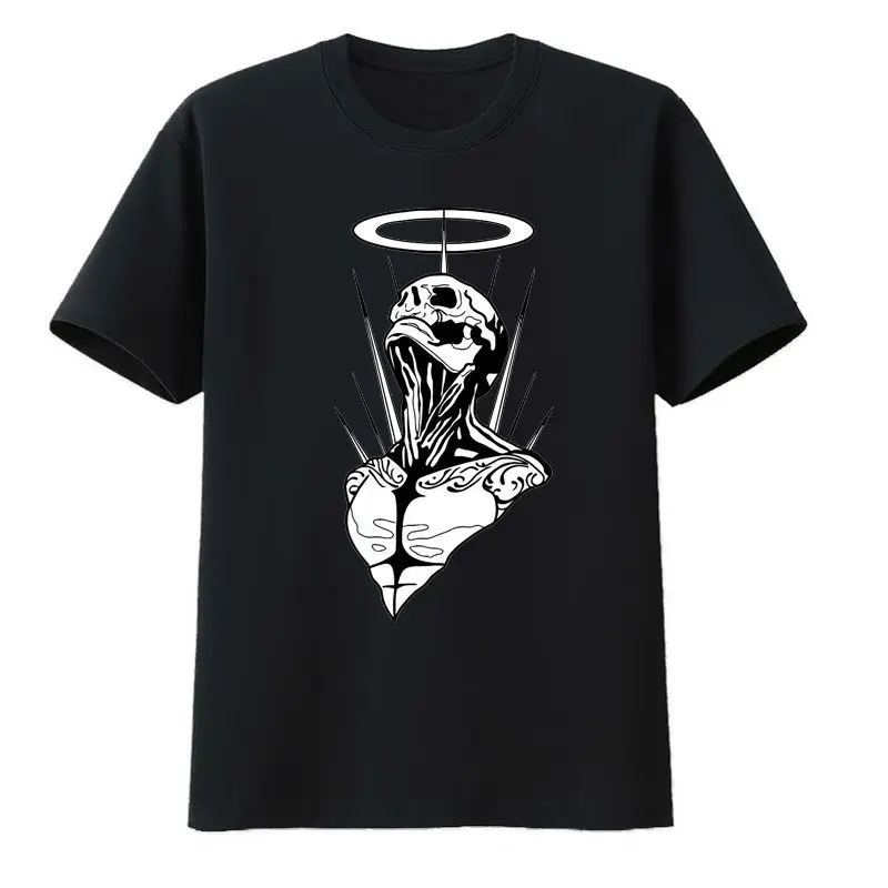 

Angels and Skeletons Cotton T-shirt O-neck Tops Y2k Clothes T-shirts Men Graphic Tshirts Zevity Men's Clothing Casual Koszulki