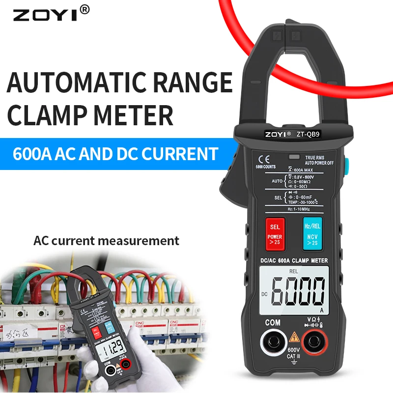 ZT-QB9 DC AC Voltage Hz Ohm NCV Tester Voltmeter Ammeter Auto Rang 6000 Counts Digital Clamp Meter Current Multimeter True RMS
ZT-QB9 DC AC Voltage Hz Ohm NCV Tester Voltmeter Ammeter Auto Rang 6000 Counts Digital Clamp Meter Current Multimeter True RMS