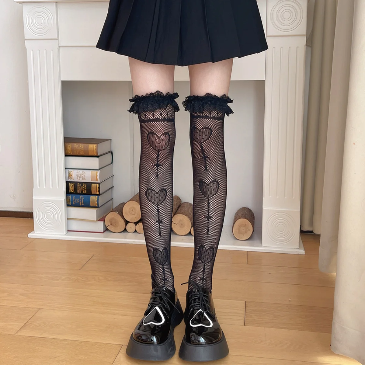 Japanese Personality Dark Fashion Love Perspective Jacquard Hollowed Out Lace Long Tube Over The Knee Calf Socks Mesh Female
Japanese Personality Dark Fashion Love Perspective Jacquard Hollowed Out Lace Long Tube Over The Knee Calf Socks Mesh Female