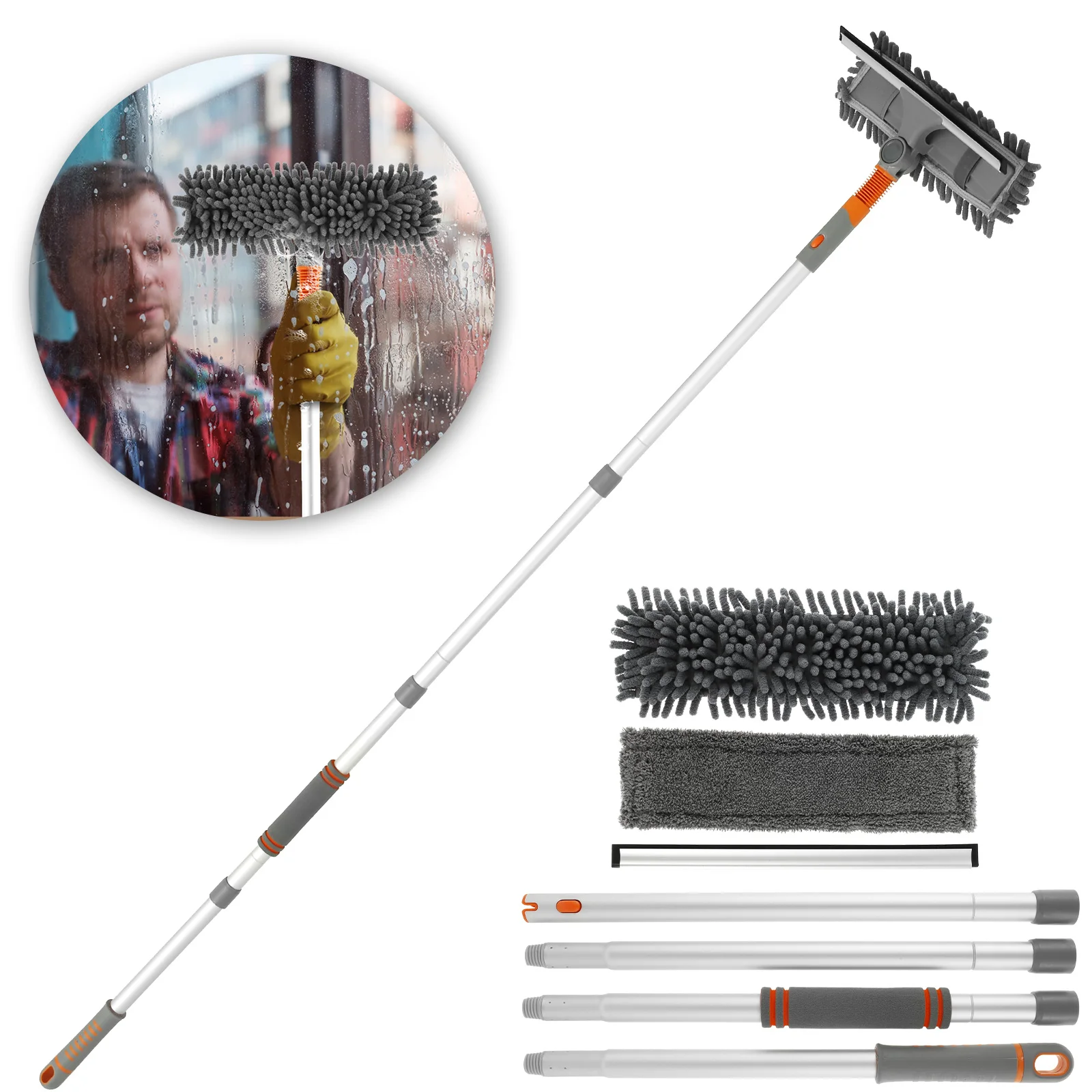 Window Squeegee Cleaner with Bendable Head Flexible Window Cleaning Tool with 2 Microfiber Cloths Removable Window Cleaner Mop
Window Squeegee Cleaner with Bendable Head Flexible Window Cleaning Tool with 2 Microfiber Cloths Removable Window Cleaner Mop