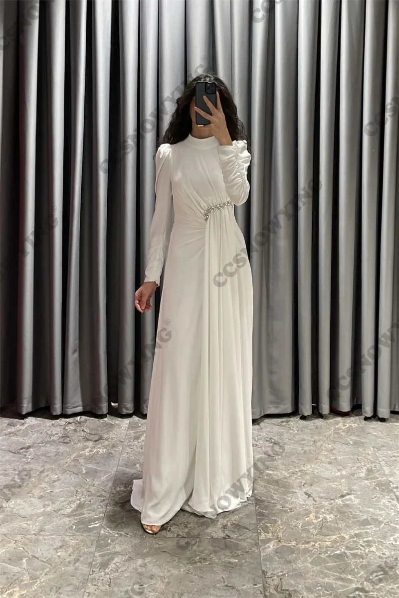 Chiffon Appliques Beaded Muslim Evening Dresses Long Sleeve Islamic Formal Party Gowns High Neck Women Arabic Robes De Soirée
Chiffon Appliques Beaded Muslim Evening Dresses Long Sleeve Islamic Formal Party Gowns High Neck Women Arabic Robes De Soirée
