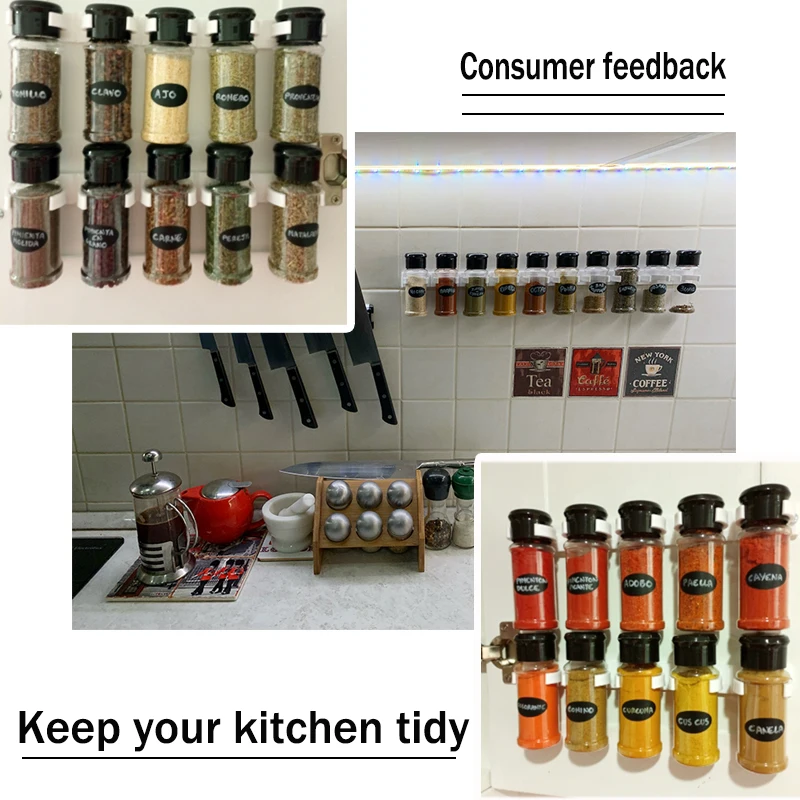 1-4 Layers Spice Rack Organizer Wall Cabinet Door Hanging Spice Jars Clip Hooks Set Storage Holder Gripper Kitchen Accessories 1-4 Layers Spice Rack Organizer Wall Cabinet Door Hanging Spice Jars Clip Hooks Set Storage Holder Gripper Kitchen Accessories