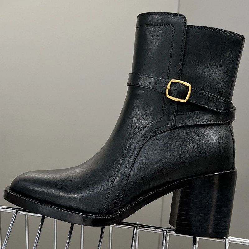 Women Short Boots Spring Autumn Genuine Leather Upper Solid Color Round Head Ankle Boots Concise Versatile Female Shoes 35-40
Women Short Boots Spring Autumn Genuine Leather Upper Solid Color Round Head Ankle Boots Concise Versatile Female Shoes 35-40