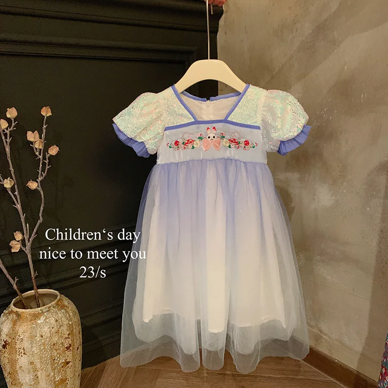 

Детское платье чонсам, летнее Новое тонкое платье для маленьких девочек с градиентом, детское платье в китайском стиле