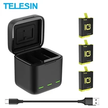 TELESIN Battery 1750 mAh for GoPro Hero 10 3 Ways LED Light Battery Charger TF Card Battery Storage For GoPro Hero 9 Accessories TELESIN Battery 1750 mAh for GoPro Hero 10 3 Ways LED Light Battery Charger TF Card Battery Storage For GoPro Hero 9 Accessories