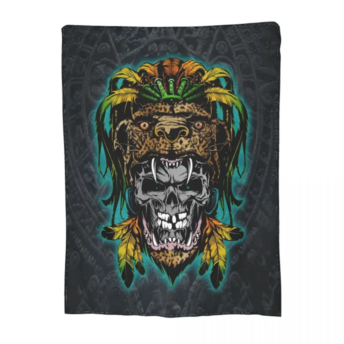 

Mayan Skull Printed Blanket skeleton scary dead man Customize Outdoor Throw Blanket For Bed Cute Blankets