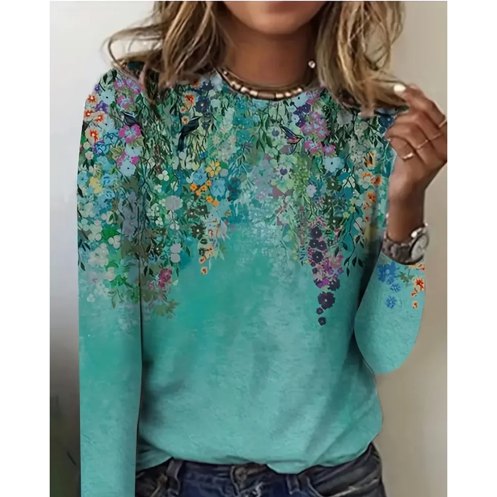 Floral Print Crew Neck T-Shirt,Casual Long Sleeve T-Shirt For Spring & Fall,Women's Clothing
Floral Print Crew Neck T-Shirt,Casual Long Sleeve T-Shirt For Spring & Fall,Women's Clothing