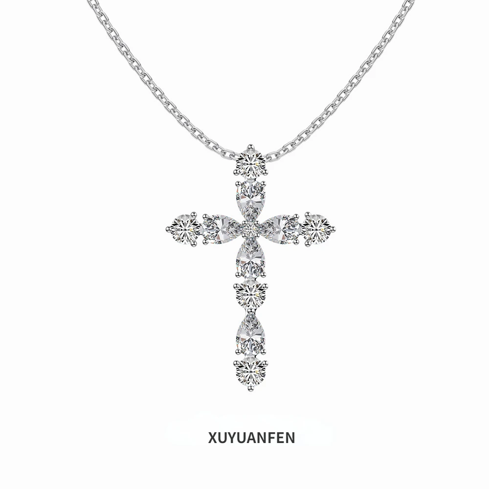 

XUYUANFEN INS Style Necklace with Women's Zircon Inlaid Cross Exquisite Design for Forest Style Women's Unique Fashion