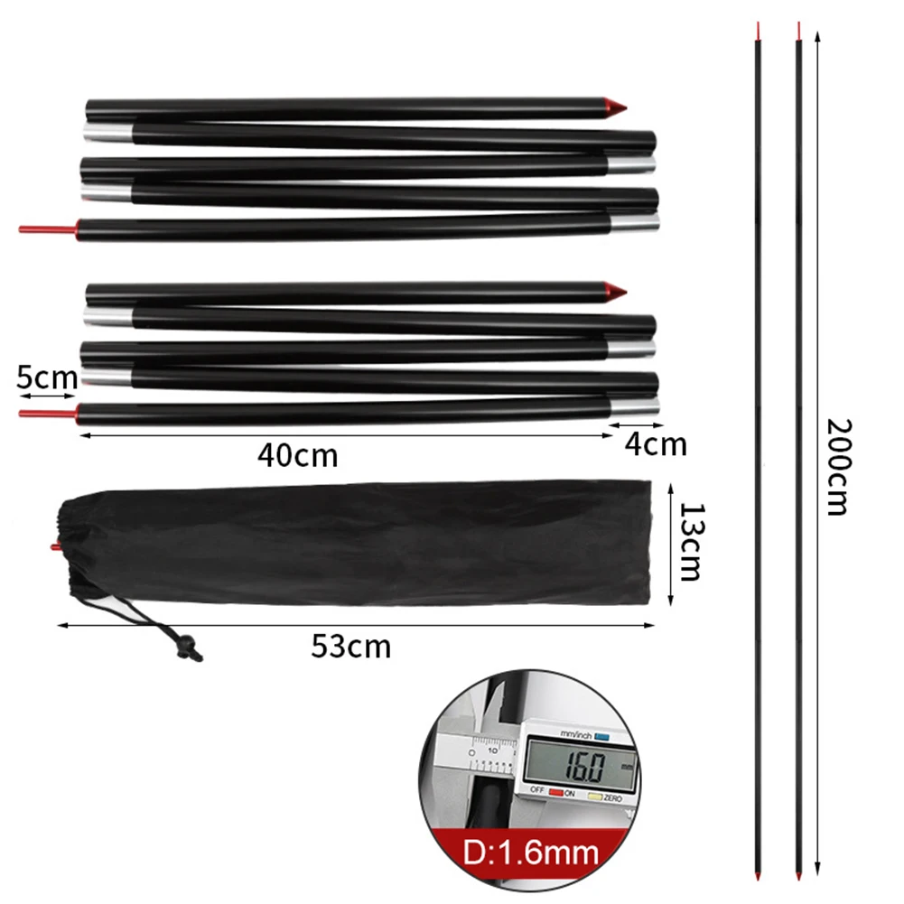 

Tent Rod Tent Poles Tarp Poles Practical Versatile 1 * Storage Bag 1 Pair Awning Supporting Rod High-Quality New