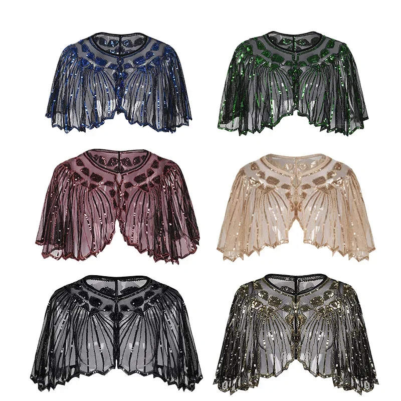 Vintage 1920s Party Cape Beaded Shawl Black Sequins Cover Up Bolero Glitter Evening Wear Stage Performance
Vintage 1920s Party Cape Beaded Shawl Black Sequins Cover Up Bolero Glitter Evening Wear Stage Performance