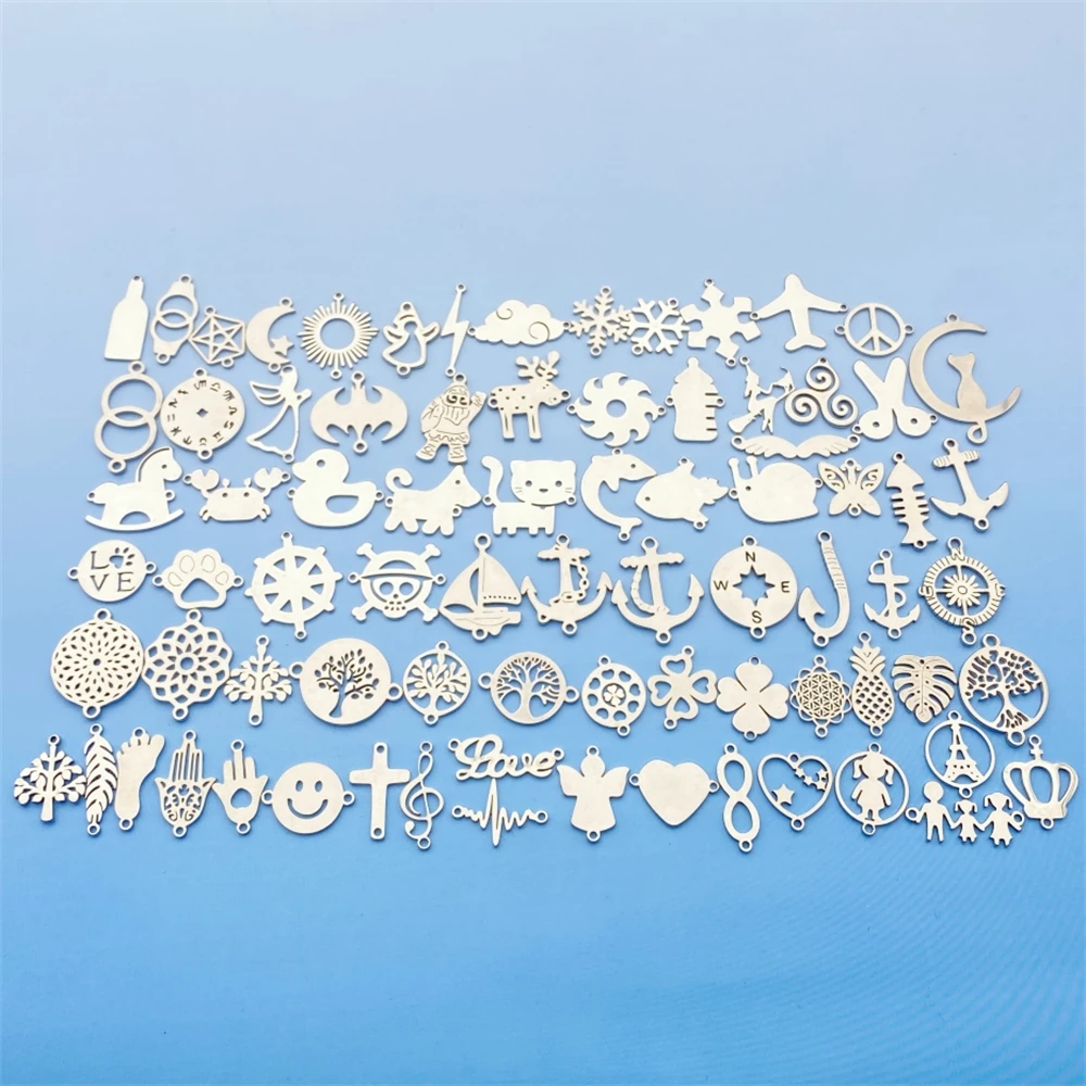 

100 Kinds Animals Types Plants Charms 10PCS Rudder Bracelet Finding Stainless Steel Connectors Dangle Pendant Diy Earring Making