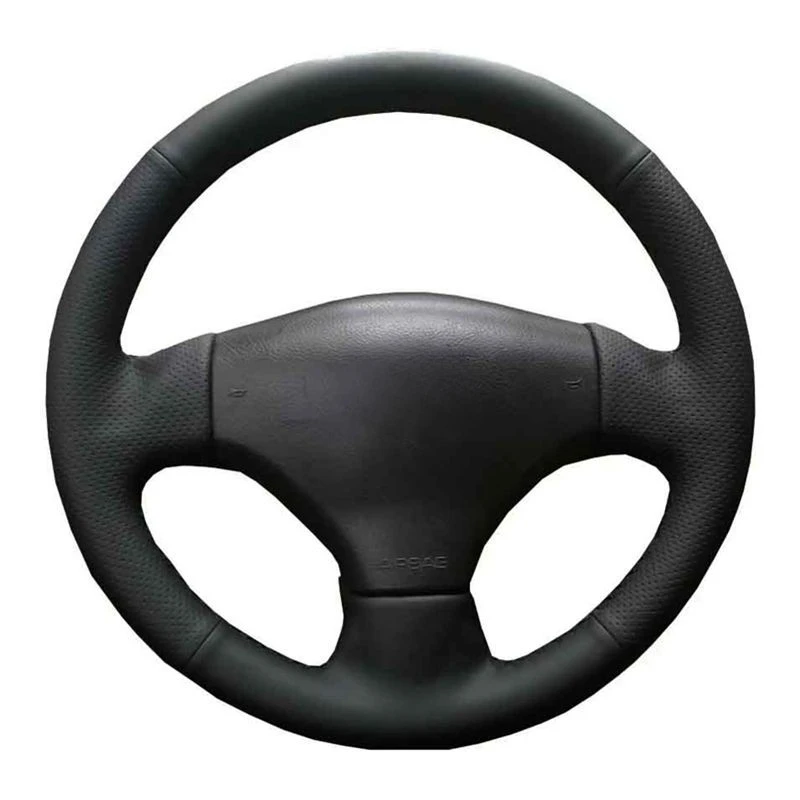 

Чехол на руль автомобиля, Прошитые вручную чехлы на руль автомобиля, сделай сам, мягкая черная натуральная кожа для Peugeot 206 2002-2006