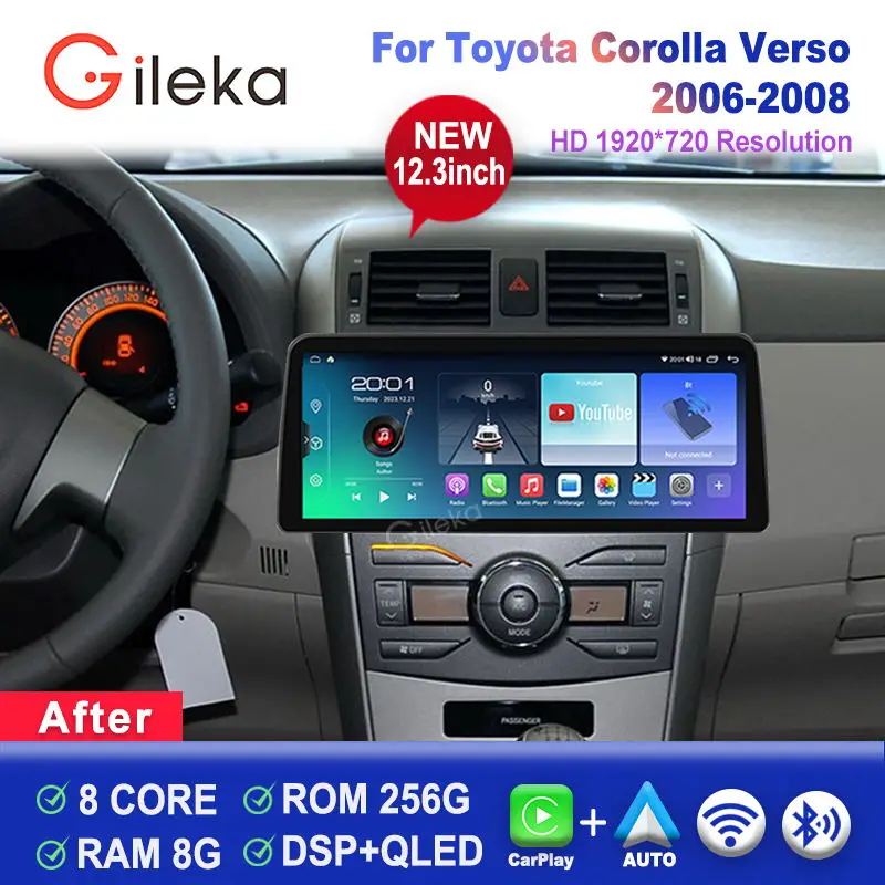 12,3 дюймовый экран Carplay Android для Toyota Corolla Verso 2006-2008 автомобильное радио стерео Мультимедийный плеер GPS-навигация головное устройство 
12,3 дюймовый экран Carplay Android для Toyota Corolla Verso 2006-2008 автомобильное радио стерео Мультимедийный плеер GPS-навигация головное устройство