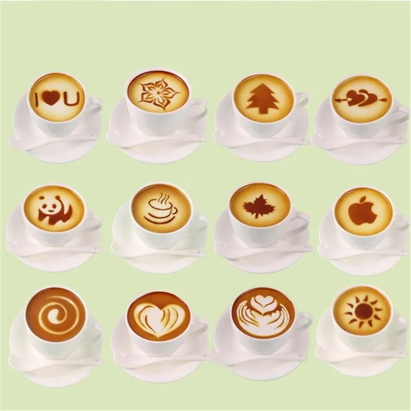 16Pcs/Set Cappuccino Latte Coffee Stencils Mixed Styles DIY Template Moulds Chocolate Cocoa Cake Molds Spray Kitchen Tools 16Pcs/Set Cappuccino Latte Coffee Stencils Mixed Styles DIY Template Moulds Chocolate Cocoa Cake Molds Spray Kitchen Tools