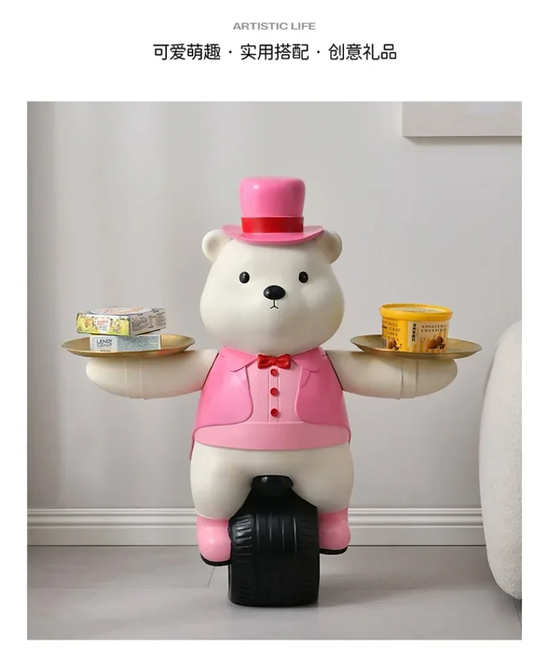 Modern Light Luxury Living Room Creative Floor-standing Bear Ornaments Lamp Panel Sofa Storage Tray High-end Home Decoration Modern Light Luxury Living Room Creative Floor-standing Bear Ornaments Lamp Panel Sofa Storage Tray High-end Home Decoration