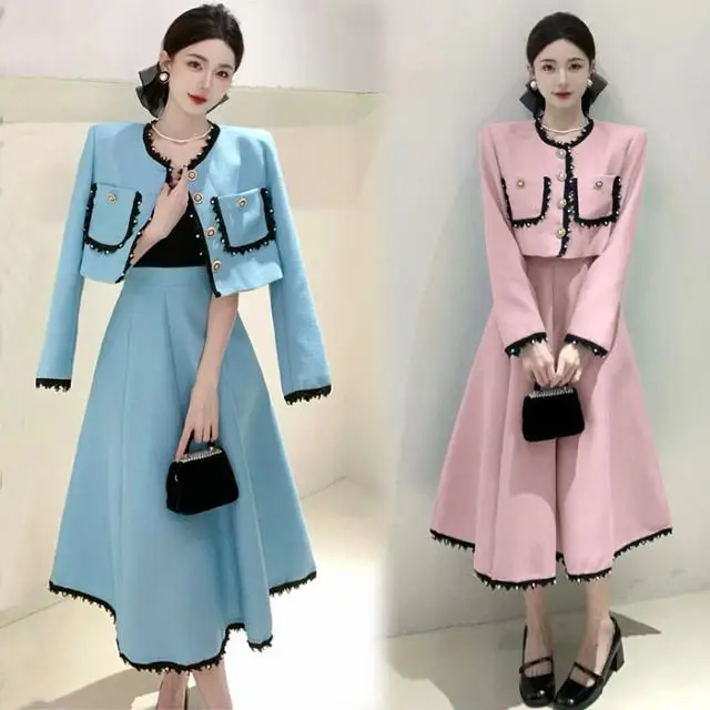 Sweet Women's Suit Skirt Set 2023 Spring and Autumn Fashion Color-matching Lace Short Coat High Waist Large-swing Pleated Skirt
Sweet Women's Suit Skirt Set 2023 Spring and Autumn Fashion Color-matching Lace Short Coat High Waist Large-swing Pleated Skirt