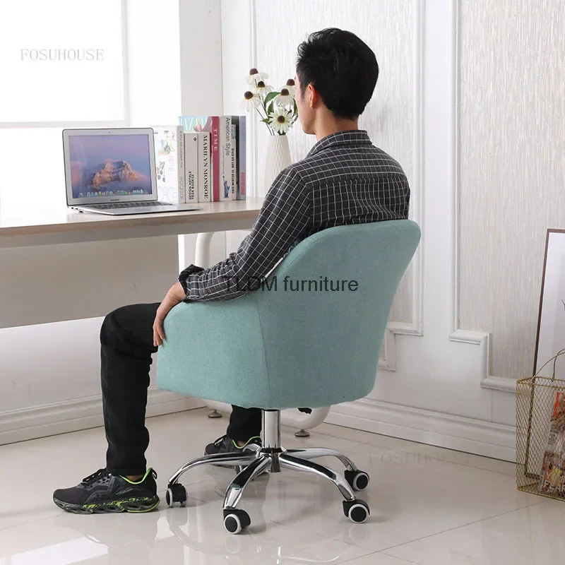 

Офисные стулья из ткани в скандинавском стиле, Современные Поворотные компьютерные стулья с подъемом для дома, простая мягкая спинка, игровое кресло, офисная мебель