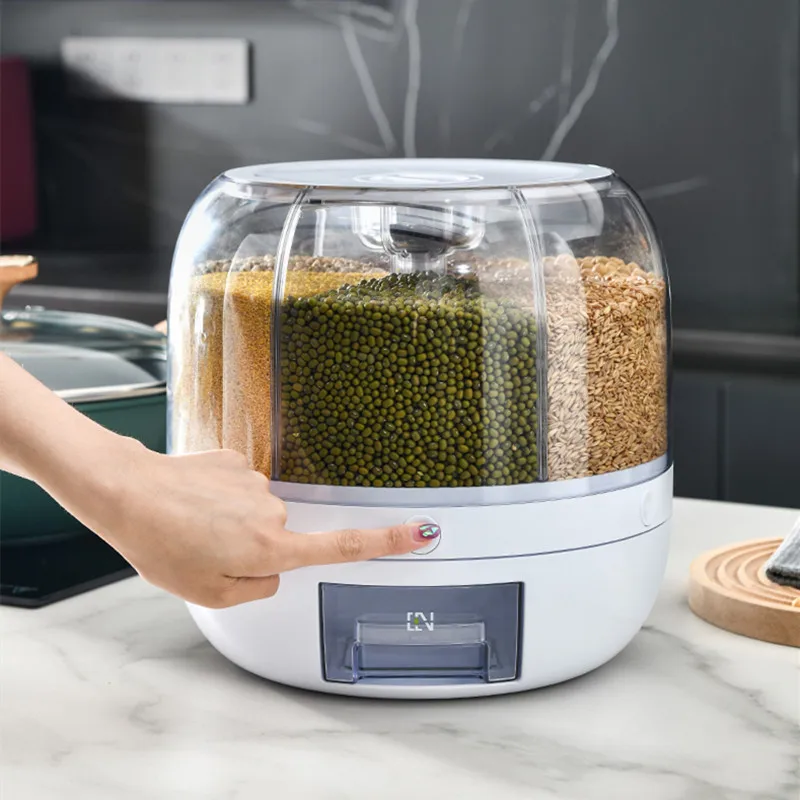 360 Degrees Rotary Sealed Rice Bucket Home Kitchen Grain Storage Food Dispensers Airtight Grain Dispenser Food Storage Container
360 Degrees Rotary Sealed Rice Bucket Home Kitchen Grain Storage Food Dispensers Airtight Grain Dispenser Food Storage Container