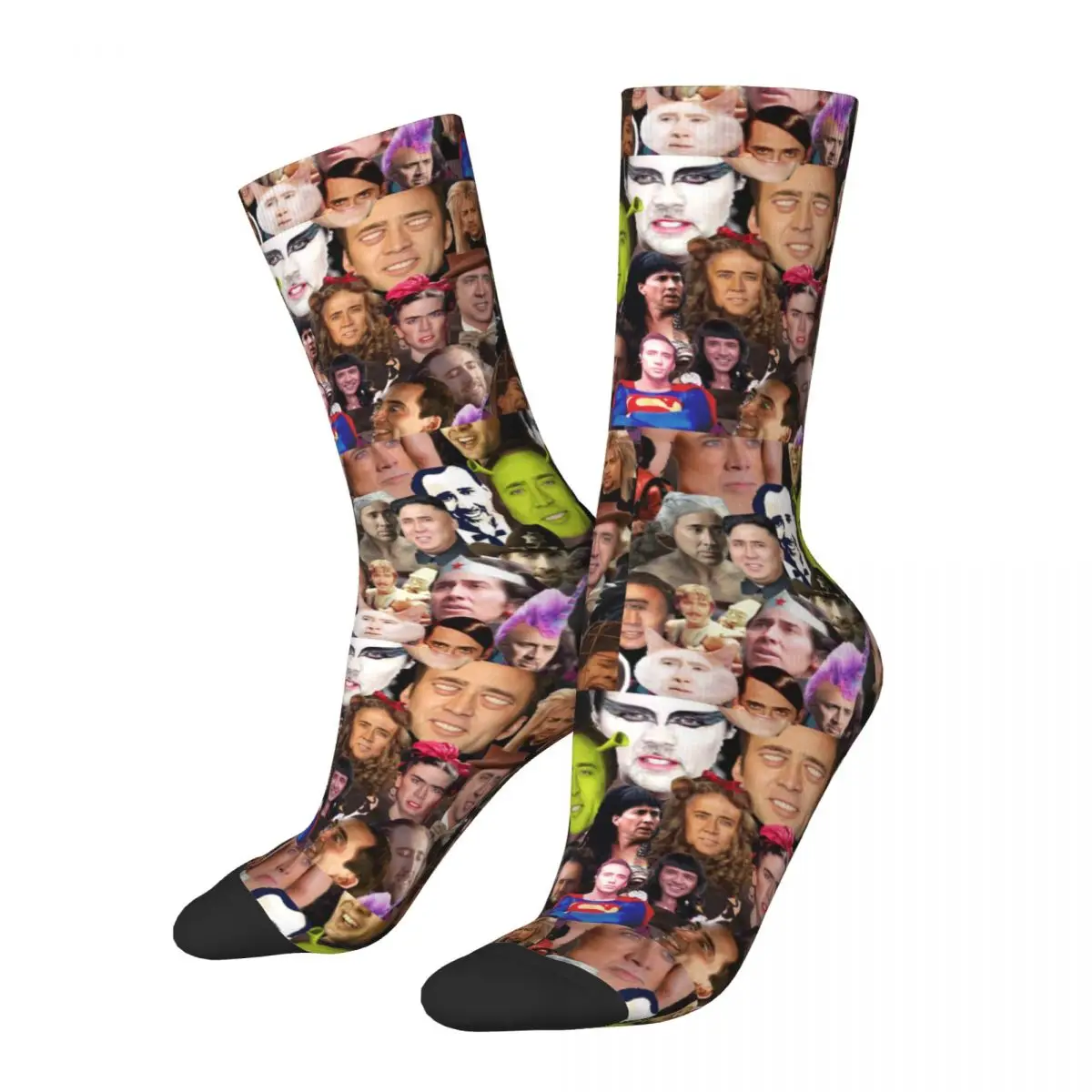 

New Men's Socks Casual Nicolas Cage Funny Collage Socks Warm Graphic Unisex Socks Spring Summer Autumn Winter Christmas Present