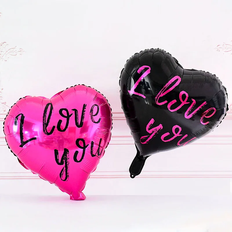 

4Pcs 18inch Love Heart Foil Balloon Valentine's Day Rose Red Black Heart Balloons Wedding Birthday Party Air Globos Decorations