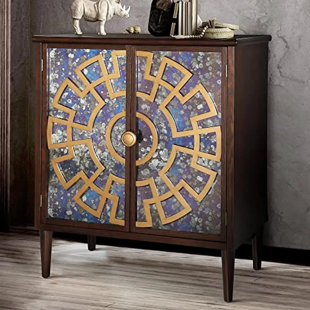 Vintage Mirrored Accent Cabinet with Gold Accents Sturdy Construction Spacious Storage
Vintage Mirrored Accent Cabinet with Gold Accents Sturdy Construction Spacious Storage