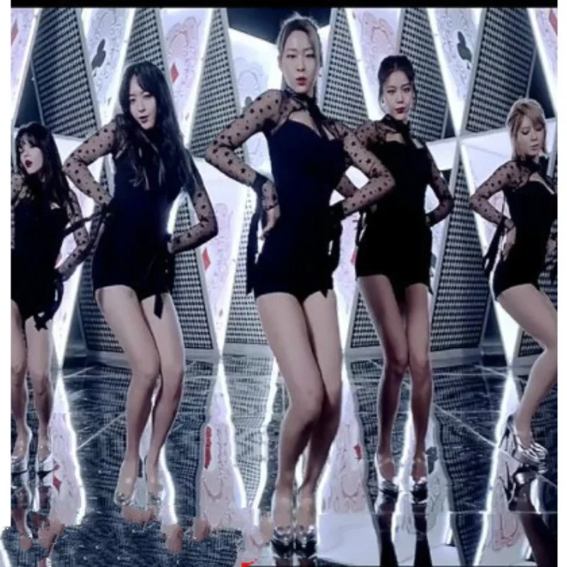 Kpop Korean Singers Summer Sexy Black Perspective Mesh Long Sleeve T-shirts Tops + High Waist Slim Shorts Women Two Piece Set
Kpop Korean Singers Summer Sexy Black Perspective Mesh Long Sleeve T-shirts Tops + High Waist Slim Shorts Women Two Piece Set