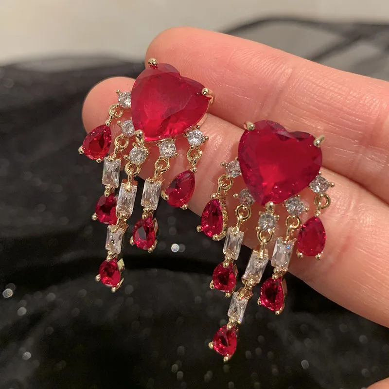 Bilincolor Zircon Bride Red Water Drop Love Fringe Earrings for Women
Bilincolor Zircon Bride Red Water Drop Love Fringe Earrings for Women