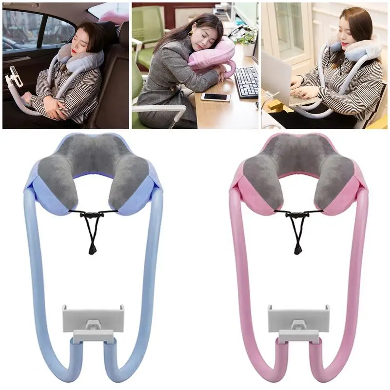 

U-shaped Pillow With Mobile Phone Holder Lazy Support Nap Pillow Memory Foam Cervical Spine Neck Pillow Tablet Computer Stands