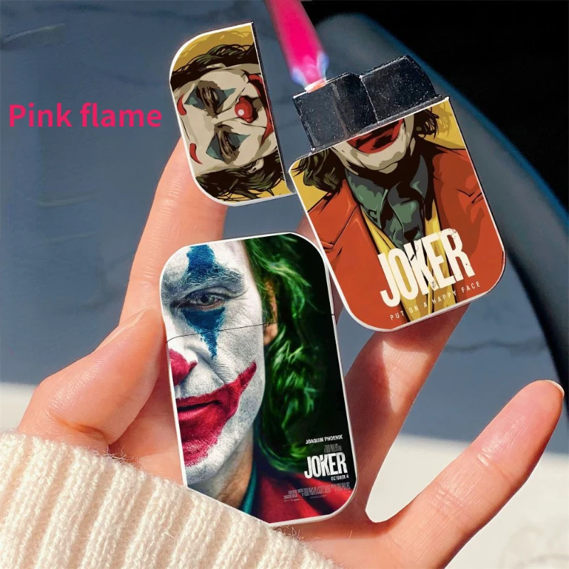 

Metal Anime Cigar Lighter Inflated Jet Windproof Cigarettes Pocket Lighters Personality Pink flame Fuel lighter Outdoor Lighter