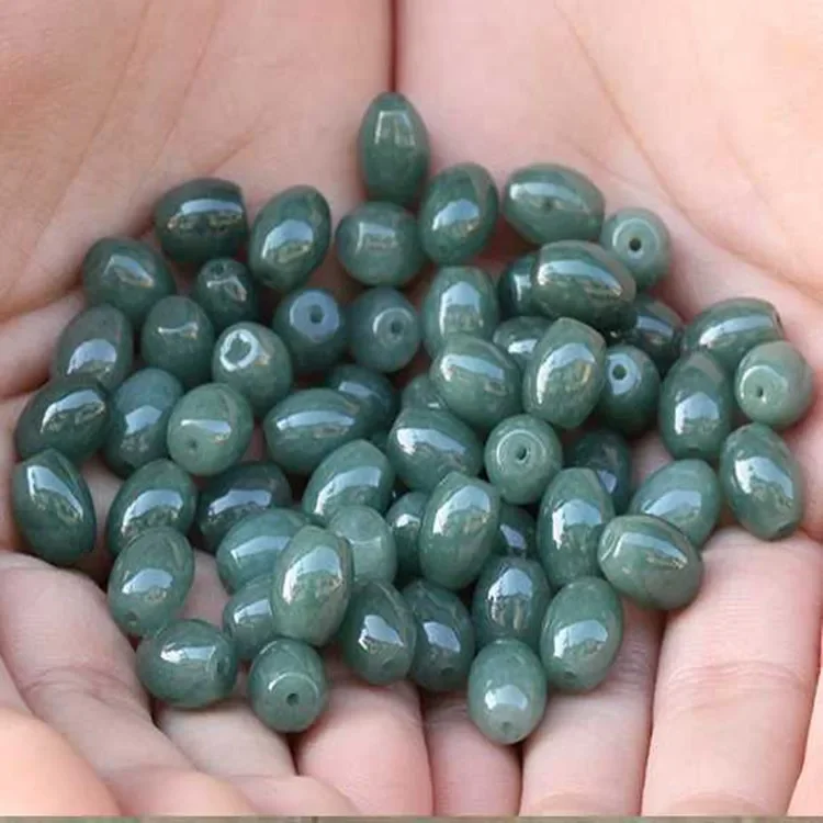 

10PC Natural Emerald Jade Oil green ellipse Beads Jadeite Jewelry Fashion Charm Accessories DIY Hand-Carved Lucky Amulet Women