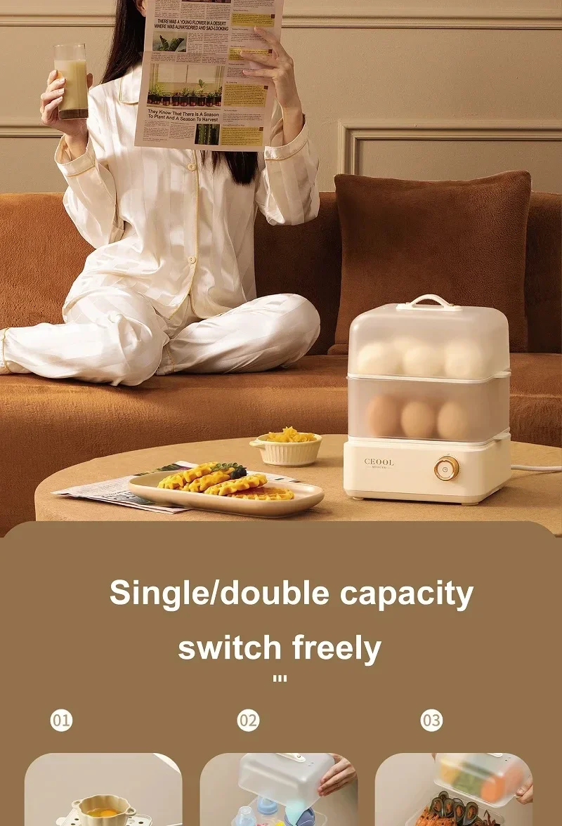 Double Layers Electric Egg Boiler Cooker Steamer for Corn Milk - Rapid Breakfast Multifunction Kitchen Cooking Appliance Double Layers Electric Egg Boiler Cooker Steamer for Corn Milk - Rapid Breakfast Multifunction Kitchen Cooking Appliance