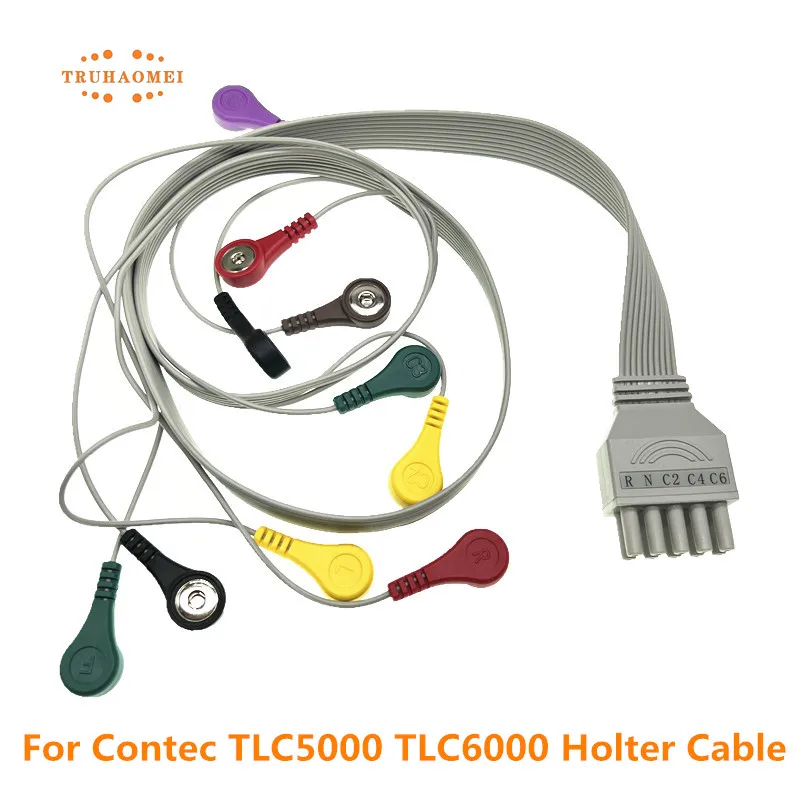 

10 Leads ECG Cable AHA or IEC Snap 4.0 For Contec TLC5000 TLC6000 12 Channel Holter Recorder Monitoring System