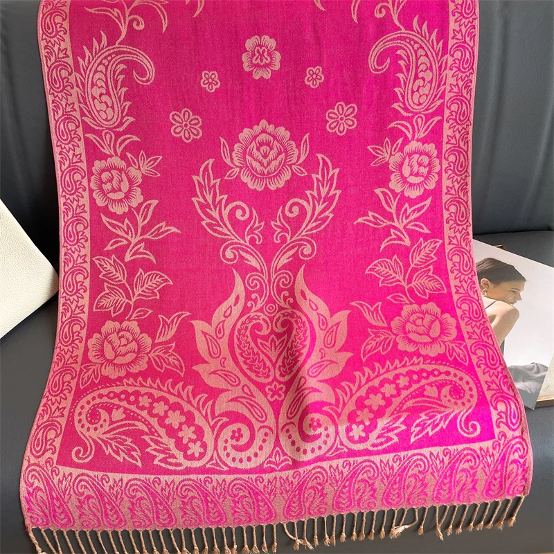 Luxury Pashmina Silk Scarf Shawl Wrap Paisley Jacquard Flowers Borders Layers Reversible Classic Tassels For Women 70X190cm 42 Mallzona S420a615cf7d34b2795846647aba091ceN Luxury Pashmina Silk Scarf Shawl Wrap Paisley Jacquard Flowers Borders Layers Reversible Classic Tassels For Women 70X190cm Mallzona