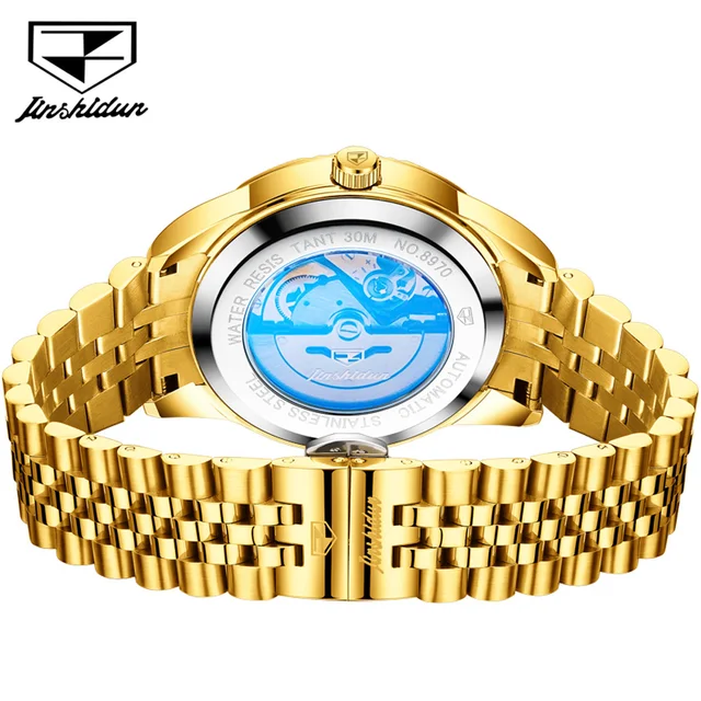 JSDUN-Montre-bracelet mécanique automatique étanche pour homme, montres de luxe pour homme, haute qualité, marque originale, calendrier hebdomadaire 2