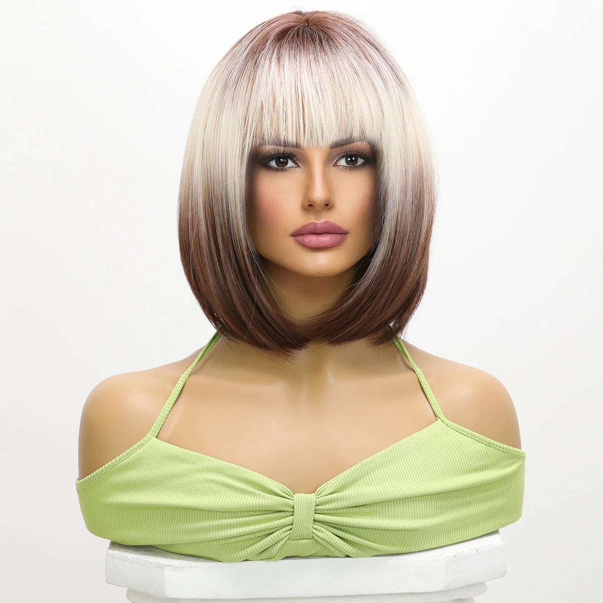 Deep Brown Gradient Straight Short Bob Wig With Bangs Women Natural Synthetic Fiber Wig Daily Party Heat Resistant Fiber Hair
Deep Brown Gradient Straight Short Bob Wig With Bangs Women Natural Synthetic Fiber Wig Daily Party Heat Resistant Fiber Hair