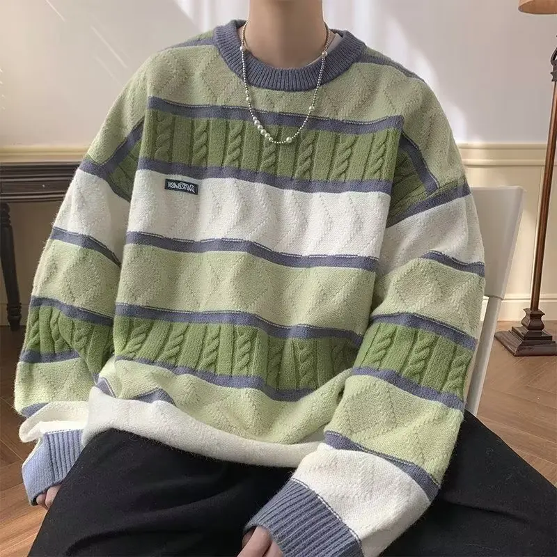 2023 Autumn Contrast Color Striped Sweater Men Fashion Winter New Round Neck Long Sleeve Loose Casual All-match Pullovers Tops
2023 Autumn Contrast Color Striped Sweater Men Fashion Winter New Round Neck Long Sleeve Loose Casual All-match Pullovers Tops