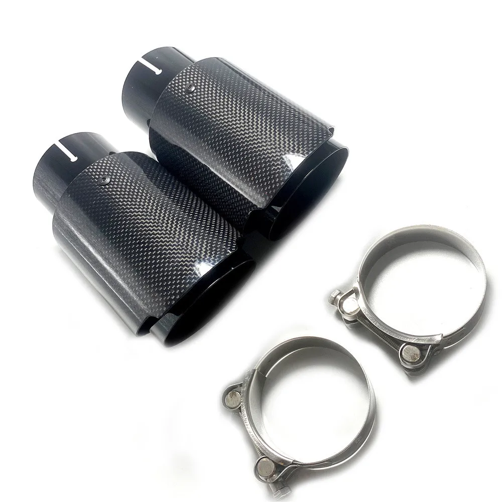 

Car Glossy Carbon Fiber Muffler Tip Exhaust System Pipe Mufflers Nozzle Universal Straight Stainless Black For Akrapovic