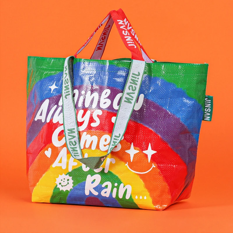 Creative Gift Woven Shopping Bag - Large Waterproof Storage Tote with Colorful Prints 6 S42105ff3f1a54759b7e52005a2159425d