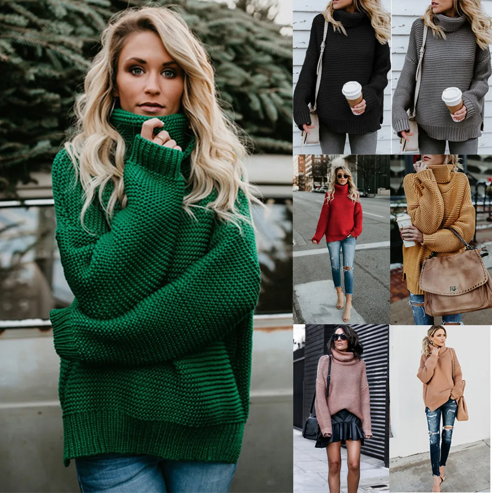 

Autumn Winter 2020 Women Sweaters Turtleneck Pull Jumpers Casual Twist Warm Sweaters Female oversized sweater Pull