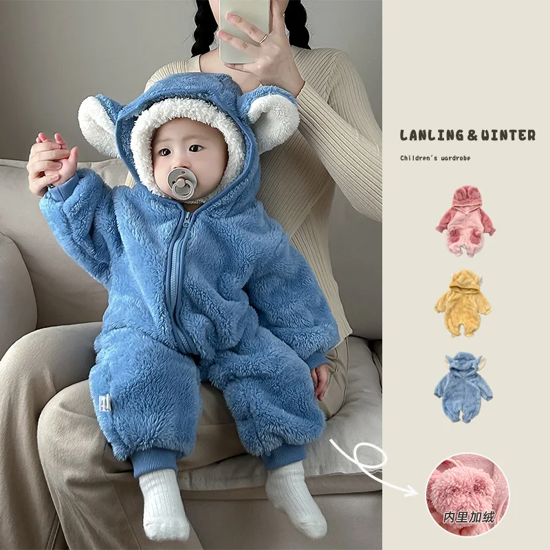 Korean Style Fashionable Baby Autumn Winter Clothing Male Female Baby Hooded Jumpsuit Plush Warm Comfortable
Korean Style Fashionable Baby Autumn Winter Clothing Male Female Baby Hooded Jumpsuit Plush Warm Comfortable