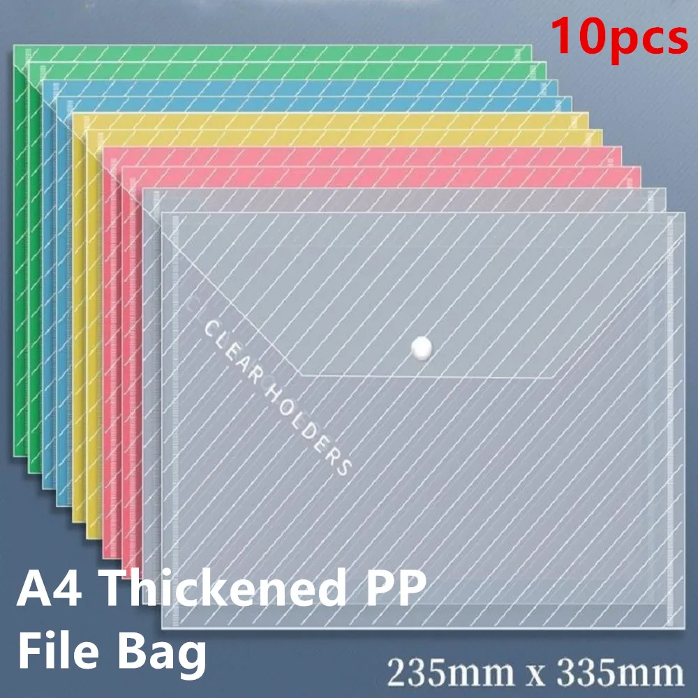 10pcs File Bag Transparent Thickened PP A4 Documents Holder Storage Bag Test Paper Organizer Snap Folders Office School Supplies
10pcs File Bag Transparent Thickened PP A4 Documents Holder Storage Bag Test Paper Organizer Snap Folders Office School Supplies